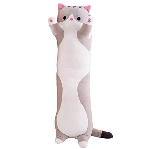 Cute Cat Pillow Stuffed Animal Toy Long Cat Plush Cat Plushie Pillow Decoration Gift Birthday Gift for Kids and Girlfriend Long Cat Throw Pillow Doll Toy -50CM Gray-