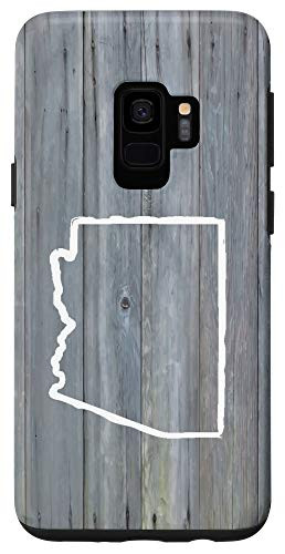 Galaxy S9 Arizona Home Ship Lap Vintage Map AZ Wood Plank Case