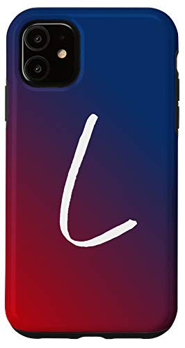 iPhone 11 Initial L Phone Case Gradient Ombre Red Purple Blue Letter L Case