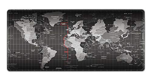 Large Mouse Pad Desk Mat Extended Gaming Mouse Pad 35.4" x 15.7" XXL Keyboard Laptop Mousepad with Stitched Edges Non Slip Base Water-Resistant Computer Desk Pad for Office and Home -World Map-