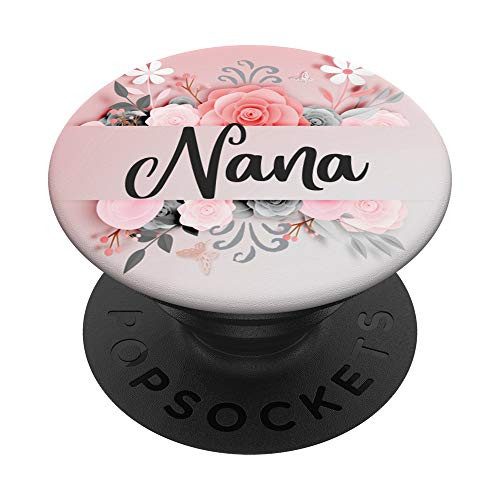 Nana Gift Name Monogram Pink Gray Black Flowers PopSockets Grip and Stand for Phones and Tablets Nana Gift Name Monogram Pink Gray Black Flowers PopSockets Grip and Stand for Phones and Tablets