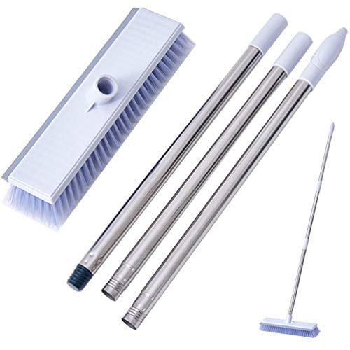 Floor Scrub Brush with Long Handle - 51" Stiff Bristle Shower Deck Brush Upgrade Long Handled Grout Scrubbing Brushes for Deck Bathroom Tub Tile Grout Kitchen Swimming Pool Patio Garages