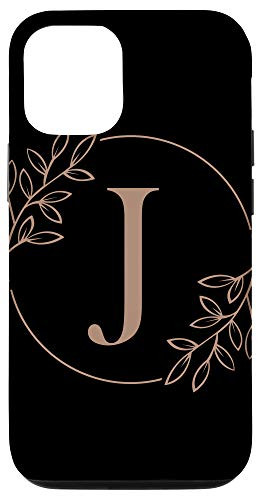 iPhone 12-12 Pro Monogram Initial Letter J Floral Pattern Case