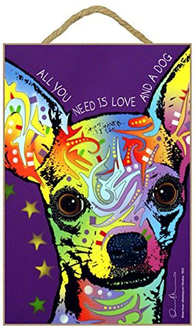 SJT ENTERPRISES, INC. Chihuahua - All You Need is Love and a Dog 7" x 10.5" Wood Plaque/Sign Featuring The Artwork of Dean Russo (SJT78223) SJT ENTERPRISES, INC. Chihuahua - All You Need is Love and a Dog 7" x 10.5" Wood Plaque/Sign Featuring The Artwork of Dean Russo (SJT78223)