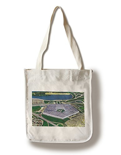Lantern Press Washington DC Aerial View of The Pentagon Building -100 percent Cotton Tote Bag Reusable-