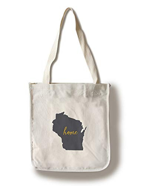 Lantern Press Wisconsin Home State White -100 percent Cotton Tote Bag Reusable-