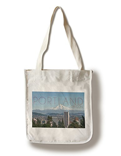 Lantern Press Portland Oregon Mt. Hood and City -100 percent Cotton Tote Bag Reusable- Lantern Press Portland Oregon Mt. Hood and City -100 percent Cotton Tote Bag Reusable-