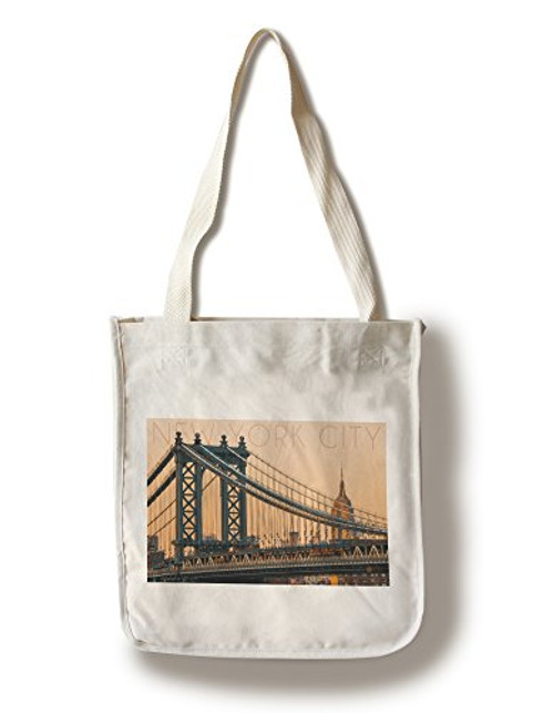 Lantern Press New York City New York Orange Sky and Bridge -100 percent Cotton Tote Bag Reusable- Lantern Press New York City New York Orange Sky and Bridge -100 percent Cotton Tote Bag Reusable-