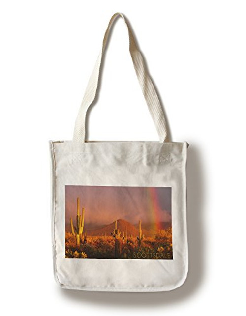 Lantern Press Scottsdale Arizona Cactus and Rainbow Photograph -100 percent Cotton Tote Bag Reusable- Lantern Press Scottsdale Arizona Cactus and Rainbow Photograph -100 percent Cotton Tote Bag Reusable-