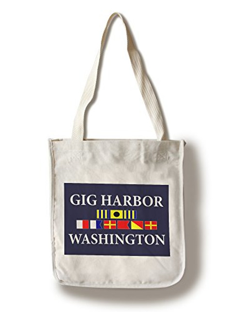 Lantern Press Gig Harbor Washington Nautical Flags -100 percent Cotton Tote Bag Reusable- Lantern Press Gig Harbor Washington Nautical Flags -100 percent Cotton Tote Bag Reusable-
