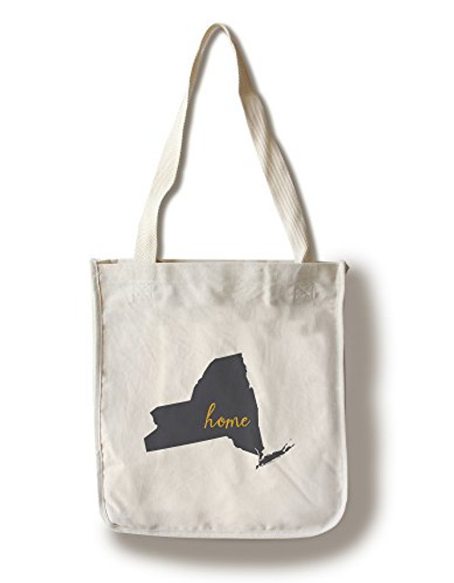 Lantern Press New York Home State Gray on White -100 percent Cotton Tote Bag Reusable- Lantern Press New York Home State Gray on White -100 percent Cotton Tote Bag Reusable-