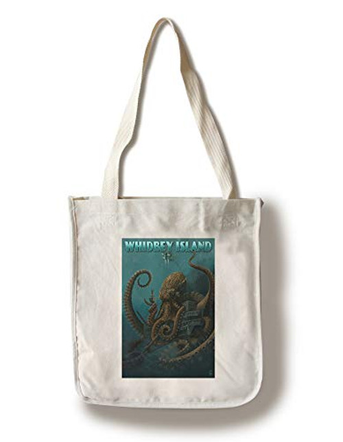 Lantern Press Whidbey Island Washington Octopus and Submersible -100 percent Cotton Tote Bag Reusable- Lantern Press Whidbey Island Washington Octopus and Submersible -100 percent Cotton Tote Bag Reusable-