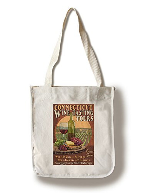 Lantern Press Connecticut Wine Tours Vintage Sign -100 percent Cotton Tote Bag Reusable- Lantern Press Connecticut Wine Tours Vintage Sign -100 percent Cotton Tote Bag Reusable-
