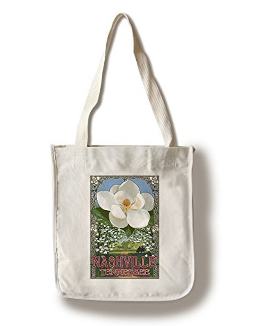 Lantern Press Nashville Tennessee Magnolias -100 percent Cotton Tote Bag Reusable- Lantern Press Nashville Tennessee Magnolias -100 percent Cotton Tote Bag Reusable-