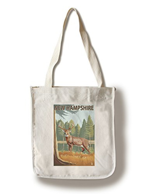 Lantern Press New Hampshire White-Tailed Deer -100 percent Cotton Tote Bag Reusable-