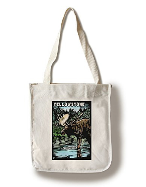 Lantern Press Yellowstone National Park Moose Scratchboard -100 percent Cotton Tote Bag Reusable- Lantern Press Yellowstone National Park Moose Scratchboard -100 percent Cotton Tote Bag Reusable-