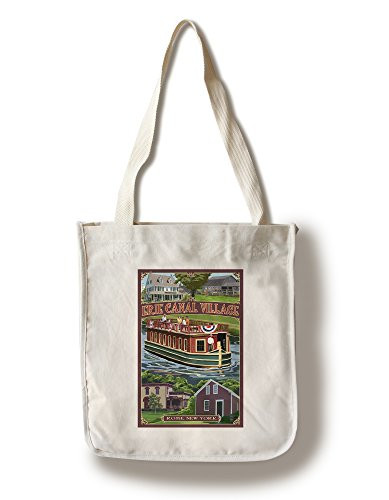 Lantern Press Erie Canal Village New York Views -100 percent Cotton Tote Bag Reusable-