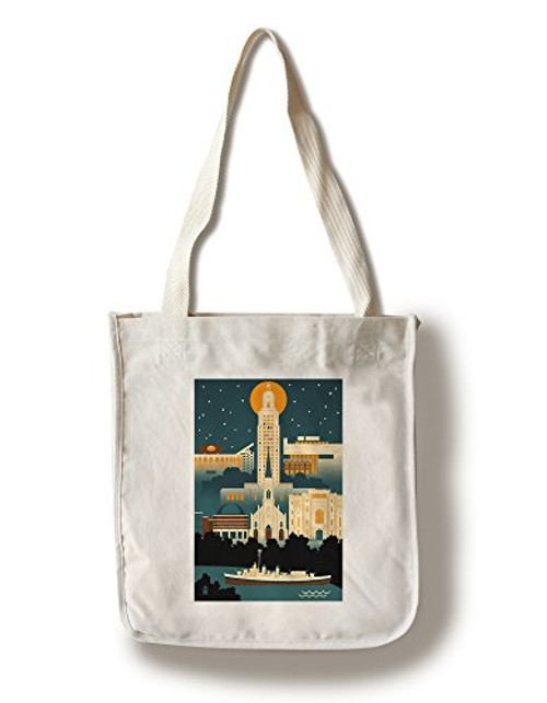 Lantern Press Baton Rouge Louisiana Retro Skyline -no Text- -100 percent Cotton Tote Bag Reusable- Lantern Press Baton Rouge Louisiana Retro Skyline -no Text- -100 percent Cotton Tote Bag Reusable-