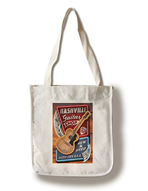 Lantern Press Nashville Tennesseee Acoustic Guitar Music Shop -100 percent Cotton Tote Bag Reusable- Lantern Press Nashville Tennesseee Acoustic Guitar Music Shop -100 percent Cotton Tote Bag Reusable-