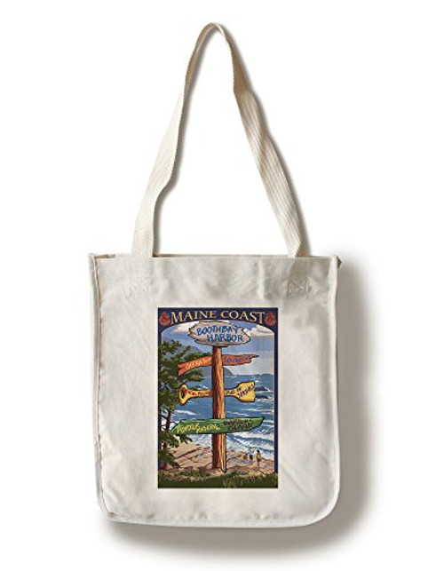 Lantern Press Boothbay Harbor Maine Destinations Sign -100 percent Cotton Tote Bag Reusable- Lantern Press Boothbay Harbor Maine Destinations Sign -100 percent Cotton Tote Bag Reusable-