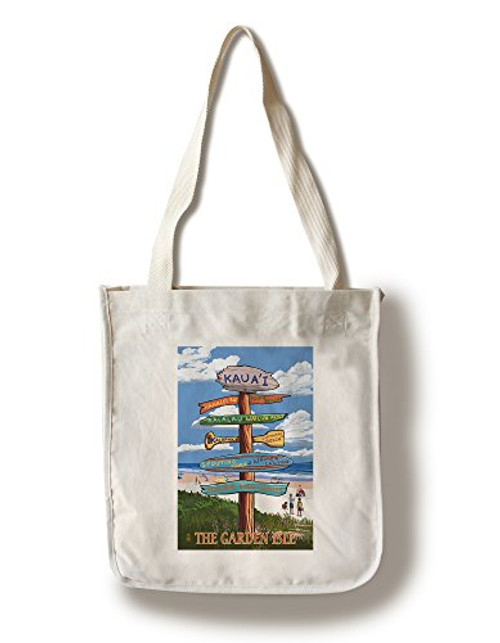 Lantern Press Kaua'i Hawaii The Garden Isle Destinations Sign -100 percent Cotton Tote Bag Reusable- Lantern Press Kaua'i Hawaii The Garden Isle Destinations Sign -100 percent Cotton Tote Bag Reusable-