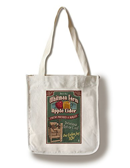 Lantern Press Apple Cider Farm Vintage Sign -100 percent Cotton Tote Bag Reusable-