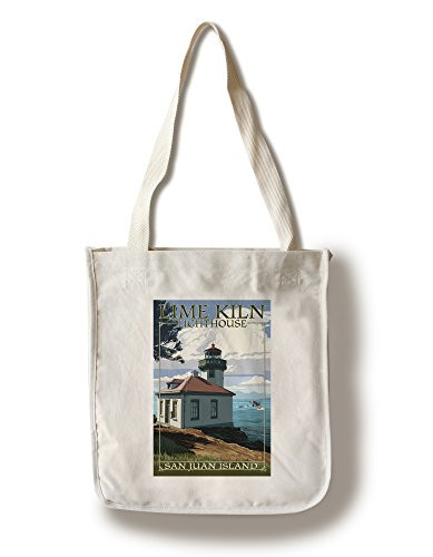 Lantern Press San Juan Island Washington Lime Kiln Lighthouse Day Scene -100 percent Cotton Tote Bag Reusable-