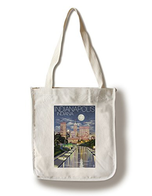 Lantern Press Indianapolis Indiana Indianapolis at Night -100 percent Cotton Tote Bag Reusable- Lantern Press Indianapolis Indiana Indianapolis at Night -100 percent Cotton Tote Bag Reusable-