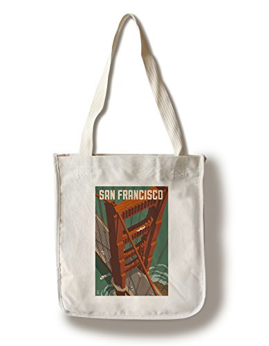 Lantern Press San Francisco California Golden Gate Bridge Aerial -100 percent Cotton Tote Bag Reusable-