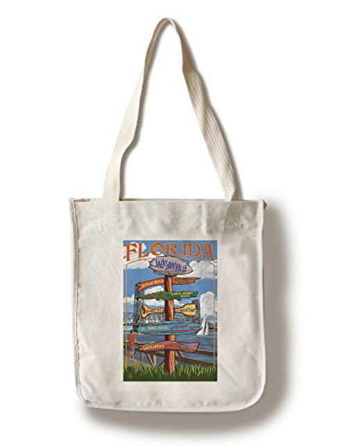 Lantern Press Jacksonville Florida Sign Destinations -100 percent Cotton Tote Bag Reusable- Lantern Press Jacksonville Florida Sign Destinations -100 percent Cotton Tote Bag Reusable-