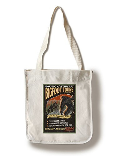 Lantern Press Pacific Northwest Bigfoot Tours Vintage Sign 50472 -100 percent Cotton Tote Bag Reusable- Lantern Press Pacific Northwest Bigfoot Tours Vintage Sign 50472 -100 percent Cotton Tote Bag Reusable-