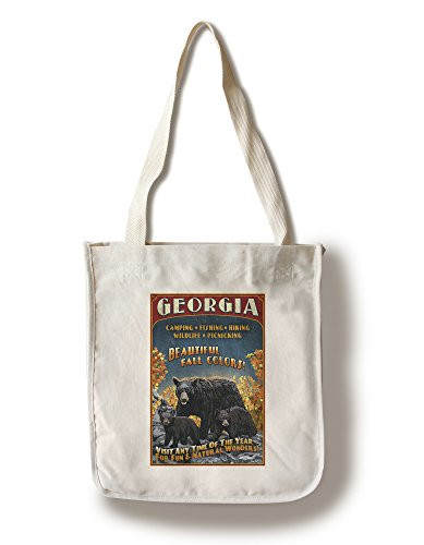 Lantern Press Georgia Bear Family Vintage Sign -100 percent Cotton Tote Bag Reusable-