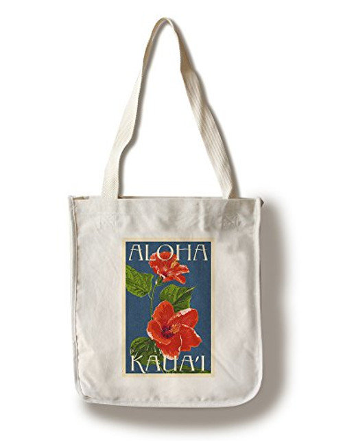 Lantern Press Kaua'i Hawaii Red Hibiscus -100 percent Cotton Tote Bag Reusable- Lantern Press Kaua'i Hawaii Red Hibiscus -100 percent Cotton Tote Bag Reusable-
