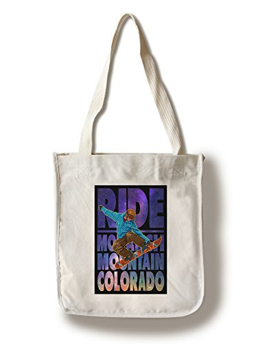Lantern Press Monarch Mountain Colorado Milky Way Snowboarder -100 percent Cotton Tote Bag Reusable-