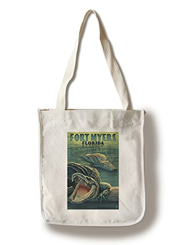 Lantern Press Fort Myers Florida Alligators -100 percent Cotton Tote Bag Reusable-
