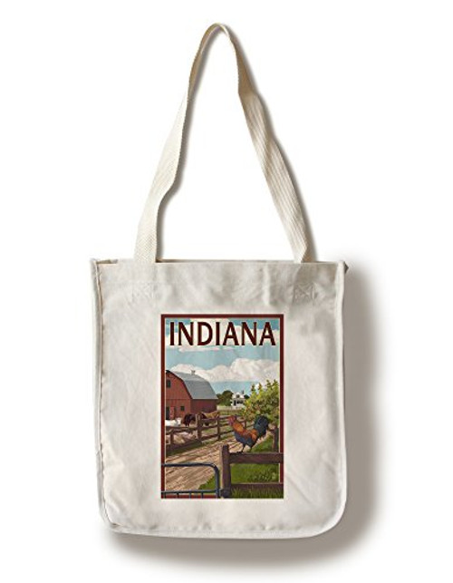 Lantern Press Indiana Barnyard Scene -100 percent Cotton Tote Bag Reusable- Lantern Press Indiana Barnyard Scene -100 percent Cotton Tote Bag Reusable-