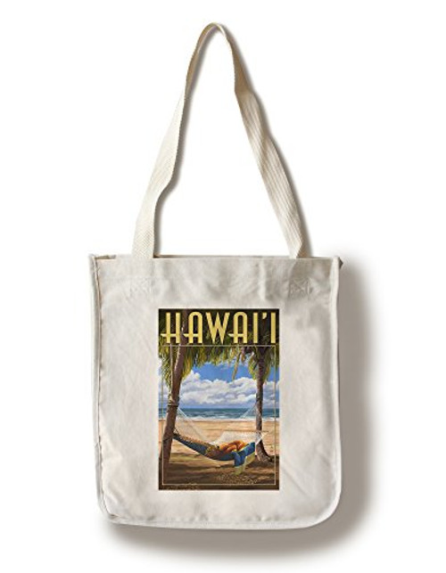 Lantern Press Hawaii Hammock Scene -100 percent Cotton Tote Bag Reusable- Lantern Press Hawaii Hammock Scene -100 percent Cotton Tote Bag Reusable-