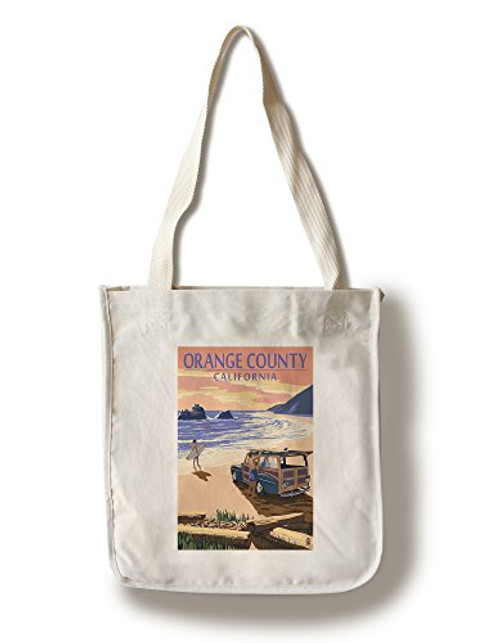 Lantern Press Orange County California Woody on Beach -100 percent Cotton Tote Bag Reusable- Lantern Press Orange County California Woody on Beach -100 percent Cotton Tote Bag Reusable-