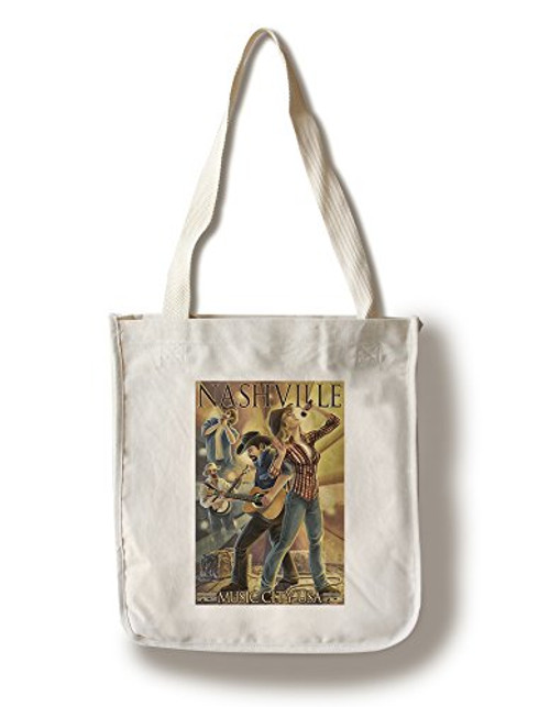 Lantern Press Nashville Tennessee Country Band Scene -100 percent Cotton Tote Bag Reusable- Lantern Press Nashville Tennessee Country Band Scene -100 percent Cotton Tote Bag Reusable-