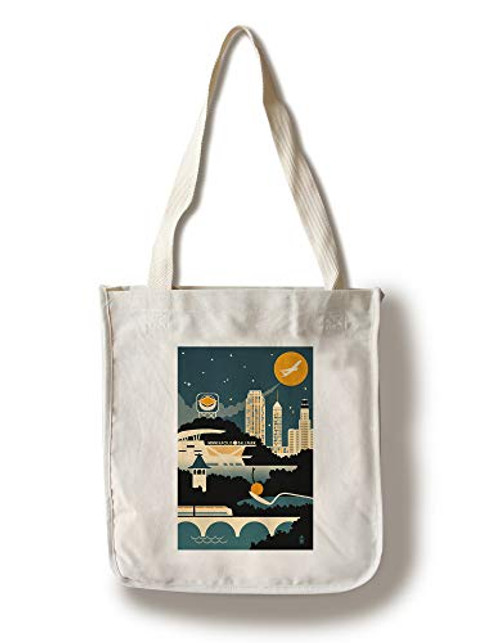 Lantern Press Minneapolis Minnesota Retro Skyline -no Text- -100 percent Cotton Tote Bag Reusable- Lantern Press Minneapolis Minnesota Retro Skyline -no Text- -100 percent Cotton Tote Bag Reusable-