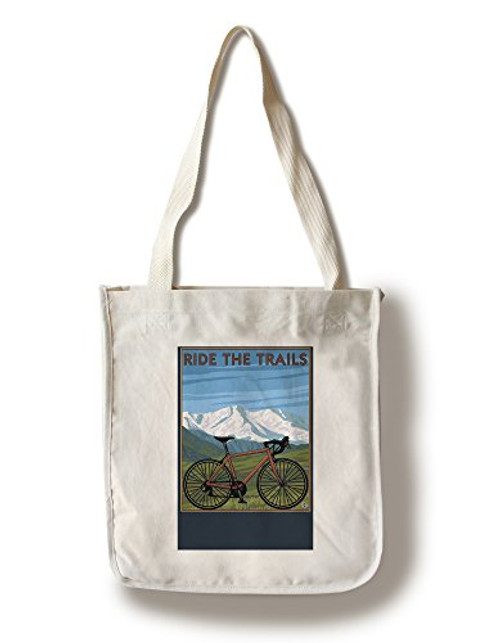 Lantern Press Bicycle -Mountains- -100 percent Cotton Tote Bag Reusable- Lantern Press Bicycle -Mountains- -100 percent Cotton Tote Bag Reusable-