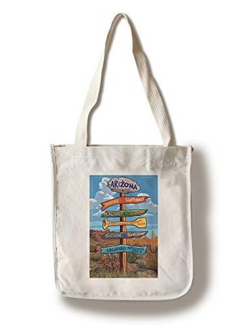 Lantern Press Arizona Destination Signpost -100 percent Cotton Tote Bag Reusable- Lantern Press Arizona Destination Signpost -100 percent Cotton Tote Bag Reusable-