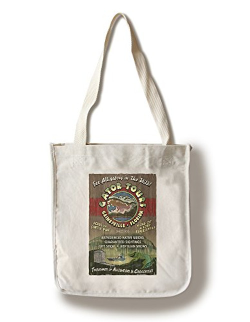 Lantern Press Gainesville Florida Gator Tours Vintage Sign -100 percent Cotton Tote Bag Reusable- Lantern Press Gainesville Florida Gator Tours Vintage Sign -100 percent Cotton Tote Bag Reusable-