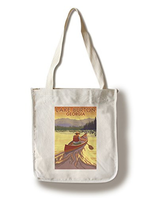 Lantern Press Lake Burton Georgia Canoe Sunset -100 percent Cotton Tote Bag Reusable- Lantern Press Lake Burton Georgia Canoe Sunset -100 percent Cotton Tote Bag Reusable-
