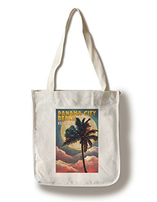 Lantern Press Panama City Beach Florida Palm and Moon -100 percent Cotton Tote Bag Reusable- Lantern Press Panama City Beach Florida Palm and Moon -100 percent Cotton Tote Bag Reusable-