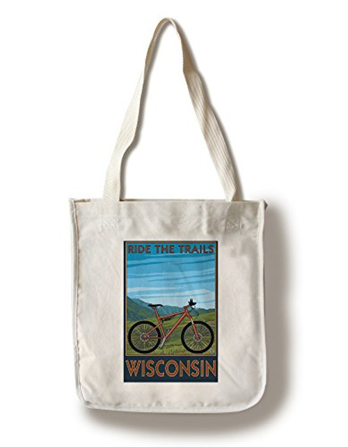 Lantern Press Wisconsin Mountain Bike Scene Ride The Trails -100 percent Cotton Tote Bag Reusable- Lantern Press Wisconsin Mountain Bike Scene Ride The Trails -100 percent Cotton Tote Bag Reusable-
