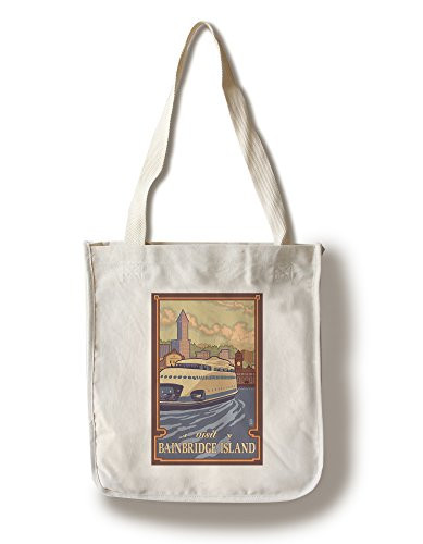 Lantern Press Bainbridge Island Washington Kalakala Ferry -100 percent Cotton Tote Bag Reusable-