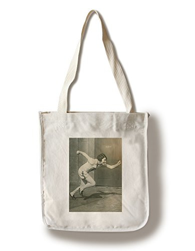 Lantern Press Female Runner Vintage Poster -100 percent Cotton Tote Bag Reusable-