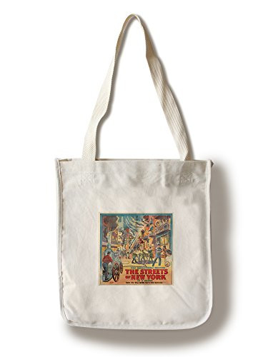 Lantern Press The Streets of New York Vintage Poster USA c. 1922 -100 percent Cotton Tote Bag Reusable-