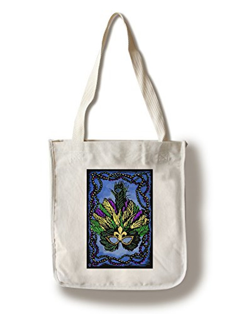 Lantern Press Mardi Gras Scratchboard -100 percent Cotton Tote Bag Reusable- Lantern Press Mardi Gras Scratchboard -100 percent Cotton Tote Bag Reusable-